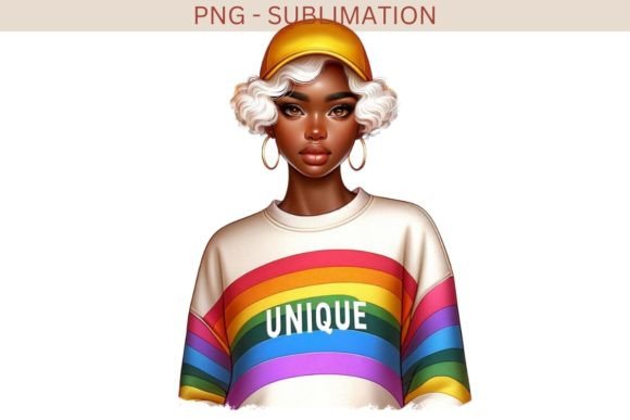 Download Unique Afro Girl, Rainbow Sticker, Black - Premium Resources