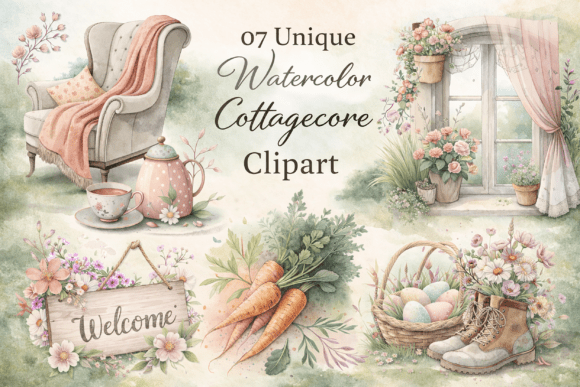 Download Unique Watercolor Cottagecore Clipart - Unique Collection