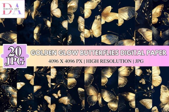 Download Golden Glow Butterflies Digital Paper - Old Collection