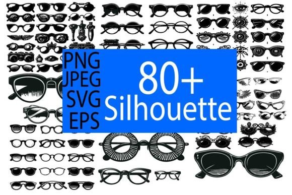 Download Set of Unique Vintage Eyewear Silhouette - Premium Resources
